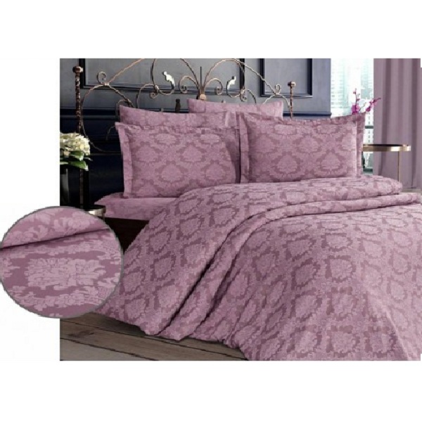 

Постельное белье KC HOME Saten евро 200*220 Sendy Pudra жакард, Турция Код 8989