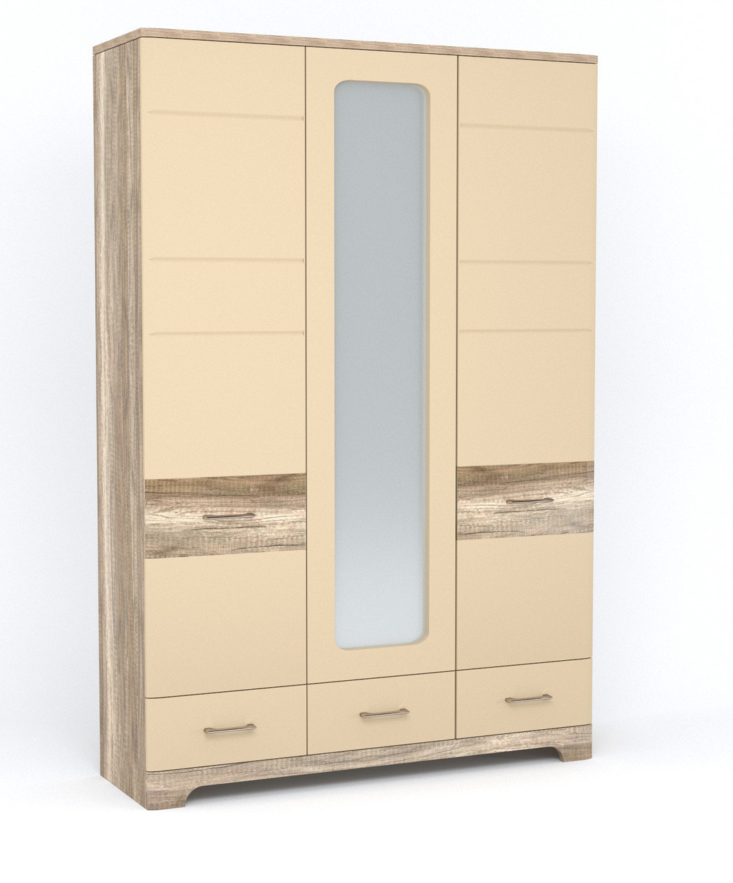 

Шкаф распашной трехдверный из ДСП+МДФ MULATTO H Blonski Дуб каньон+сахара глянец