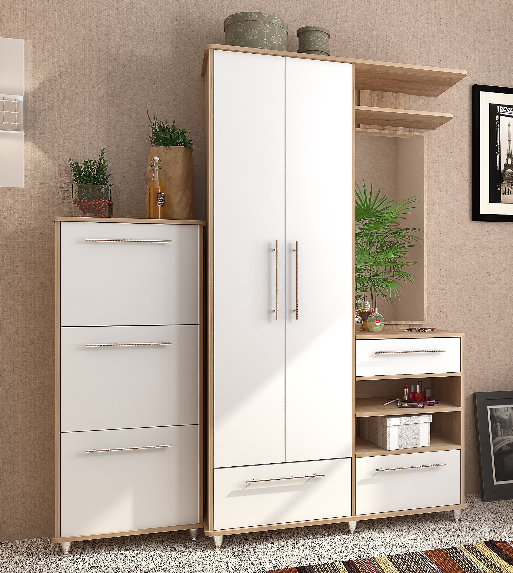 

Прихожая комплект из ДСП Ниагара 171x203.2x37.5 Сокме дуб сонома/белый