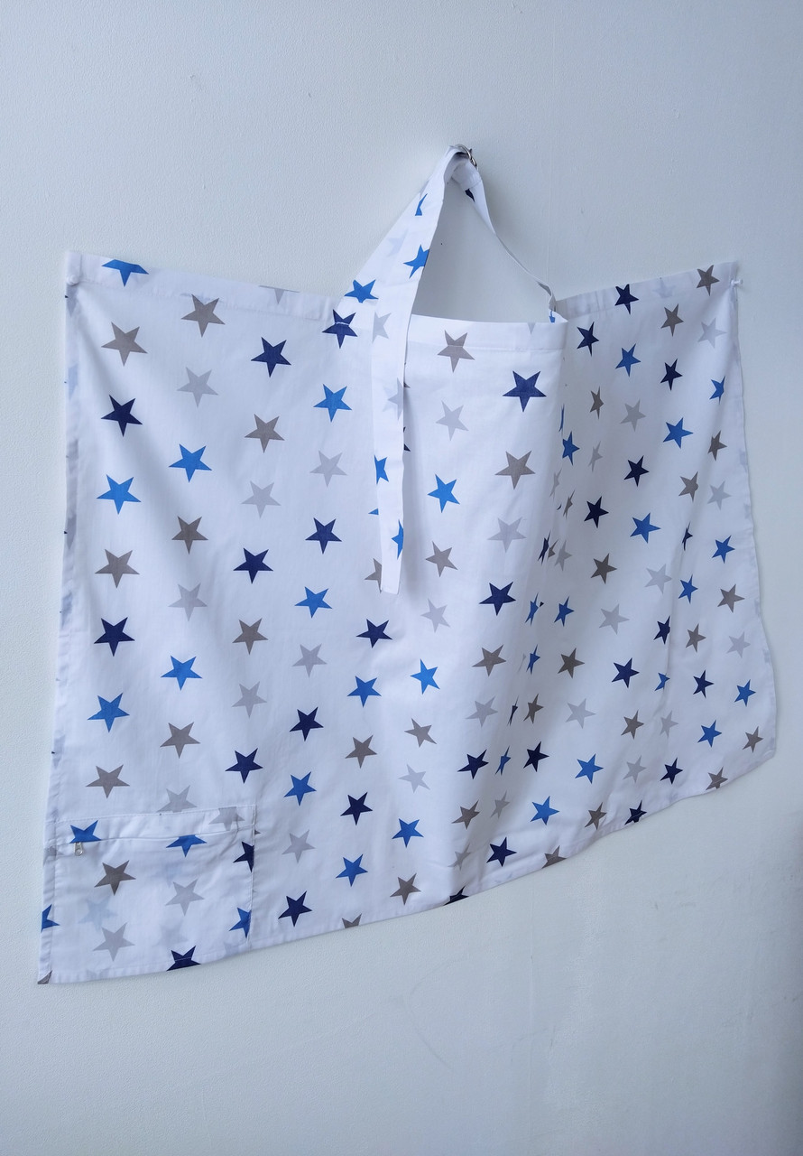 

Накидка для кормления 105*68 см с карманом белая с цветными звездами Добрый Сон 13-22/6