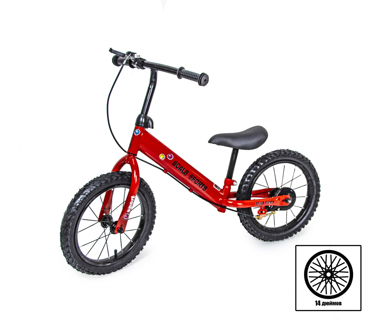 

Беговел (Велобег) детский Scale Sports 14" с надувными колесами, Красный
