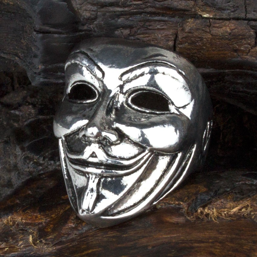 

Перстень Win Маска Гая Фокса Guy Fawkes mask Размер 19 Стальной