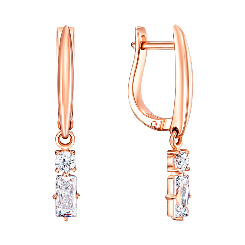 

Серьги-подвески из красного золота с цирконием Swarovski 000139546