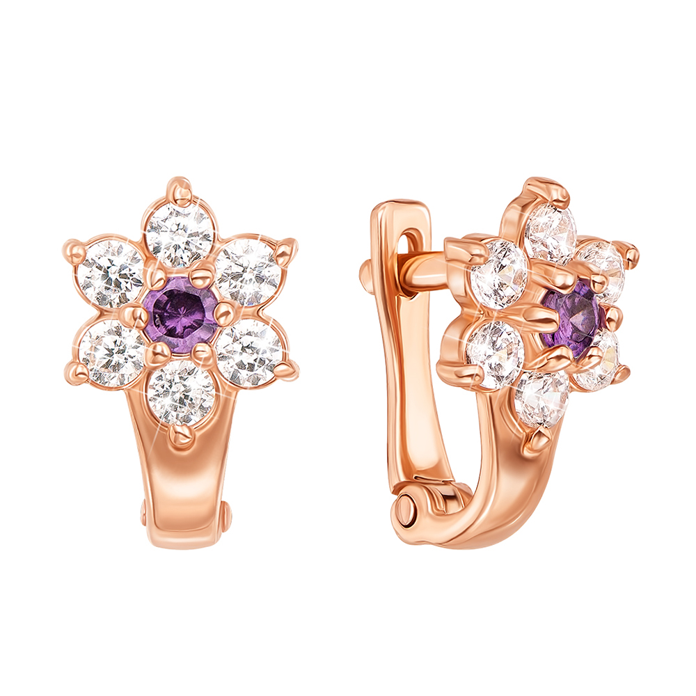

Серьги из красного золота с аметистами и фианитами 000136912