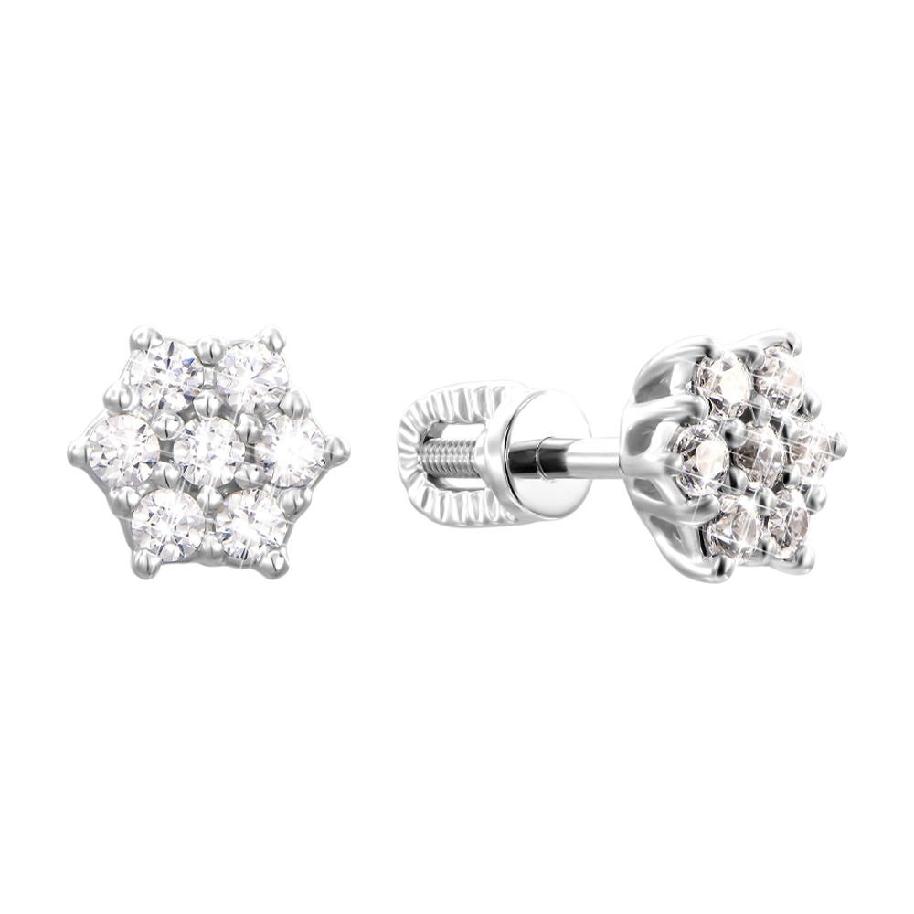 

Серьги-пуссеты из белого золота с цирконием Swarovski 000140125