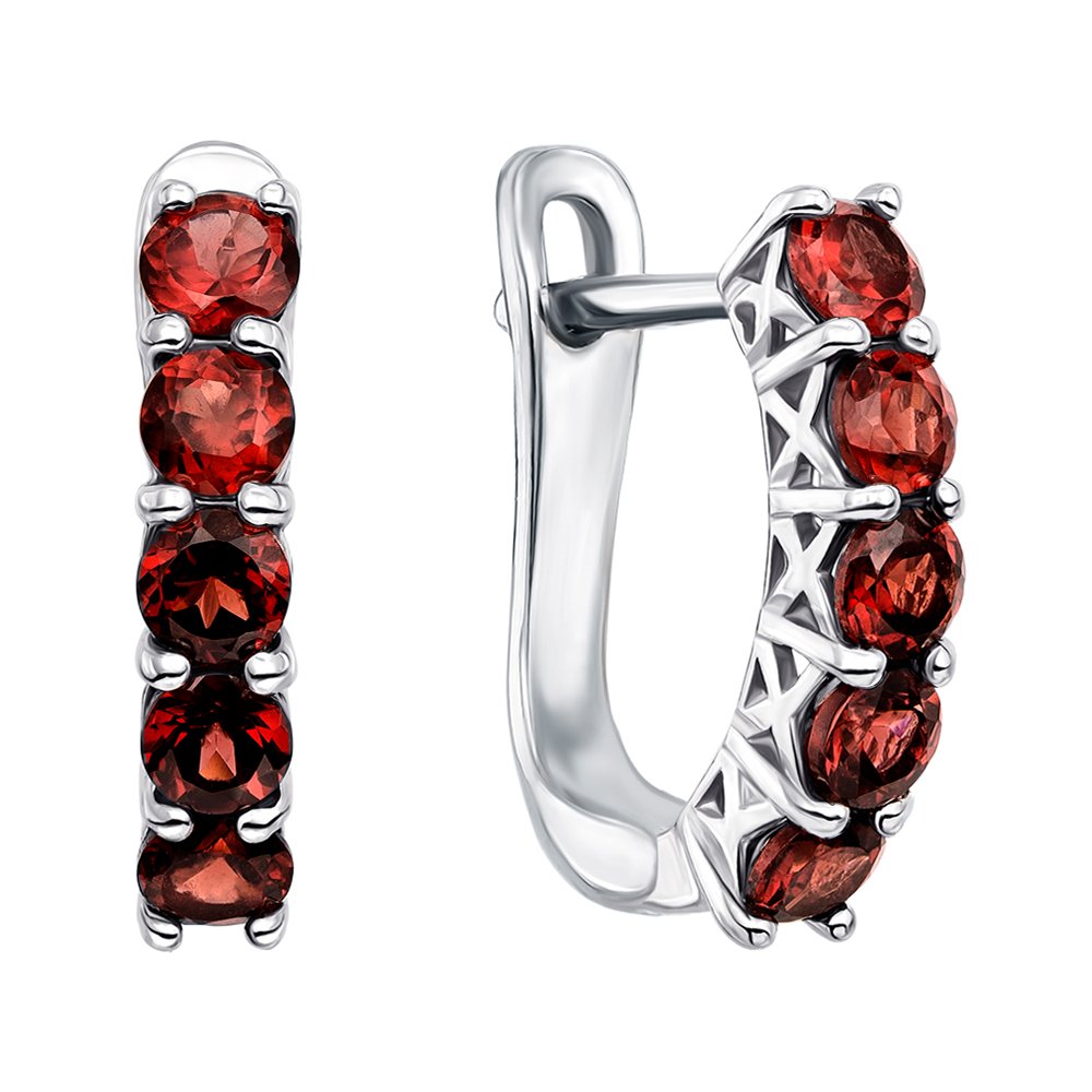 

Серебряные серьги с гранатами 000148403