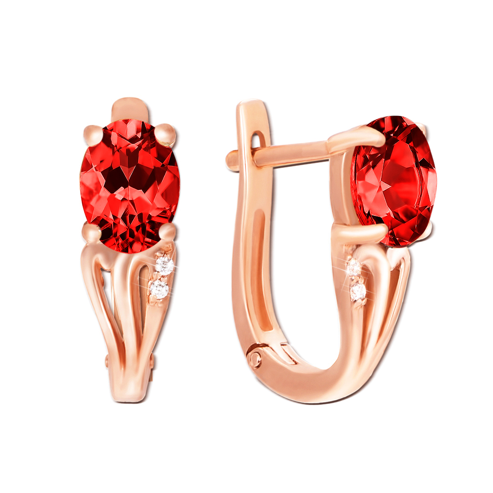 

Серьги из красного золота с гранатами и фианитами 000136035