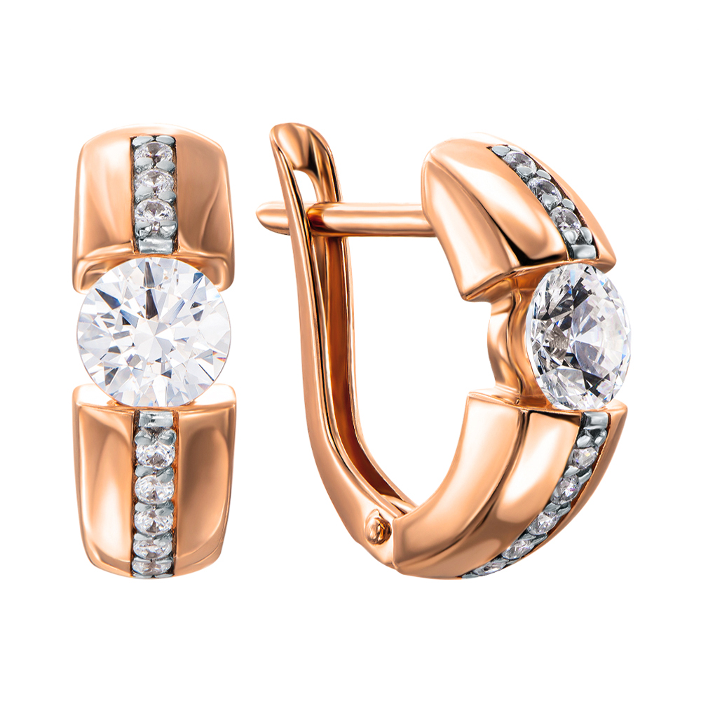 

Золотые серьги в комбинированном цвете с фианитами Swarovski 000137757