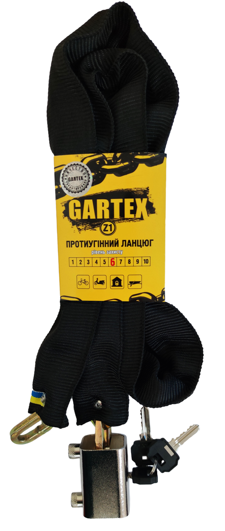 

Противоугонная цепь (велозамок) Gartex Z1 1200x6 мм 002