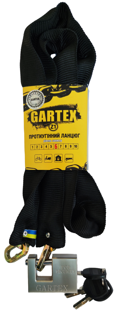 

Противоугонная цепь (велозамок) Gartex Z1 1500x6 мм 003