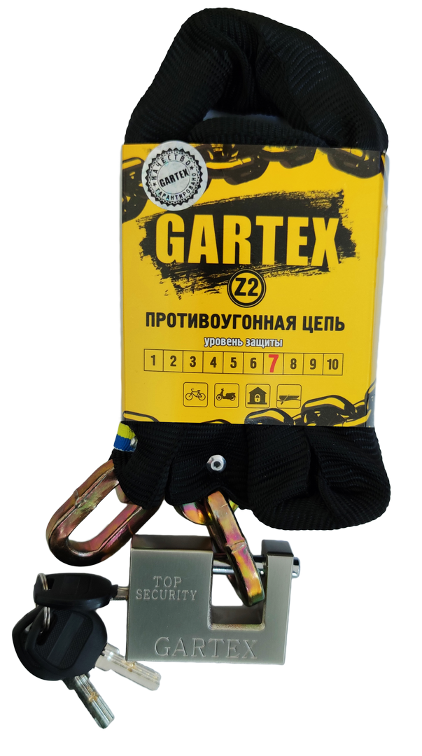 

Противоугонная цепь (велозамок) Gartex Z2 1200x8 мм 003