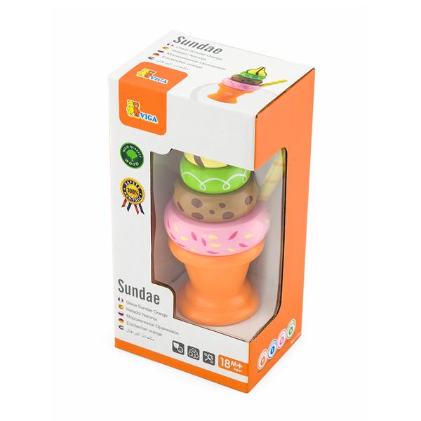 

Іграшкові продукти Viga Toys Дерев'яна пірамідка-морозиво, помаранчевий (51322)