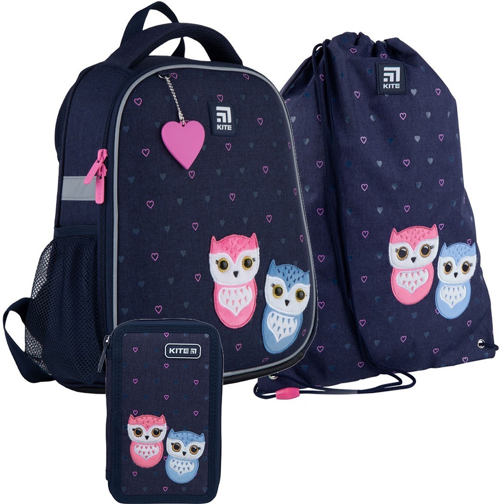 

Школьный набор Kite Education Рюкзак каркасный с ортопедической спинкой 35x26x13.5 12 л + пенал + сумка для обуви (SET_K21-555S-4) (990886)