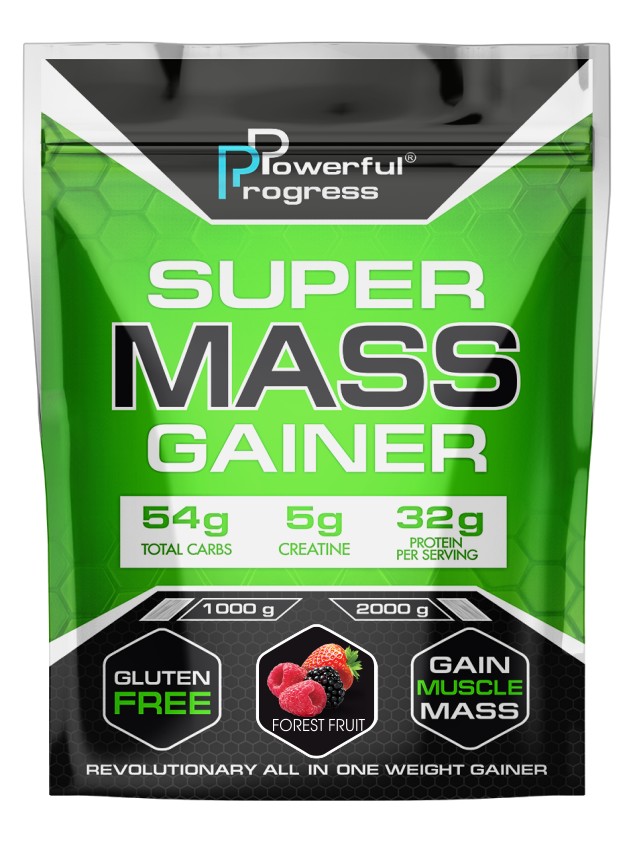 

Гейнер высокобелковый Супер Масс Powerful Progress Super Mass Gainer 1 кг лесные ягоды