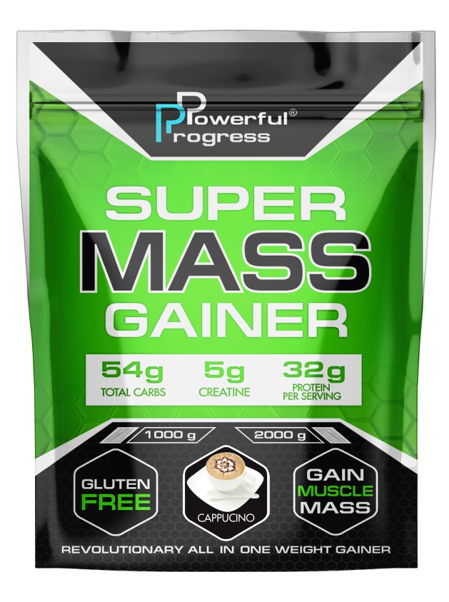 

Гейнер высокобелковый Супер Масс Powerful Progress Super Mass Gainer 1 кг капучино