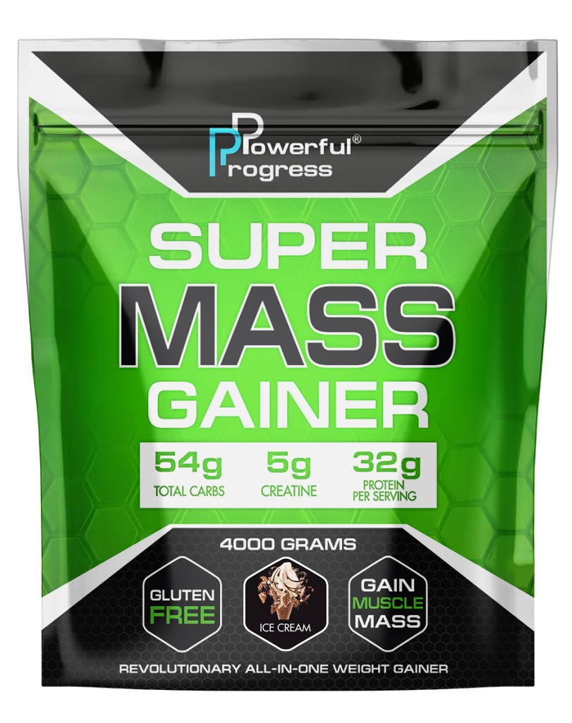 

Гейнер высокобелковый Супер Масс Powerful Progress Super Mass Gainer 4 кг мороженое крем-брюле