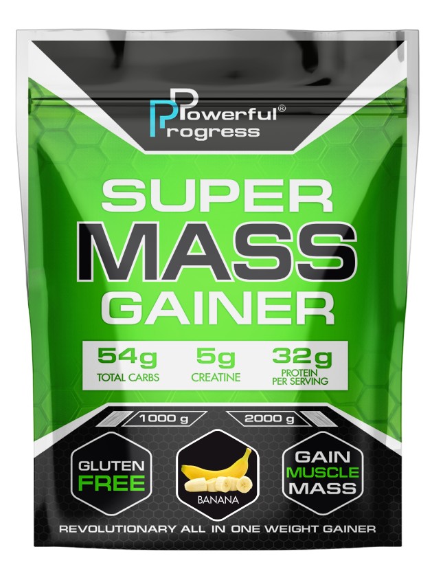 

Гейнер высокобелковый Супер Масс Powerful Progress Super Mass Gainer 2 кг банан