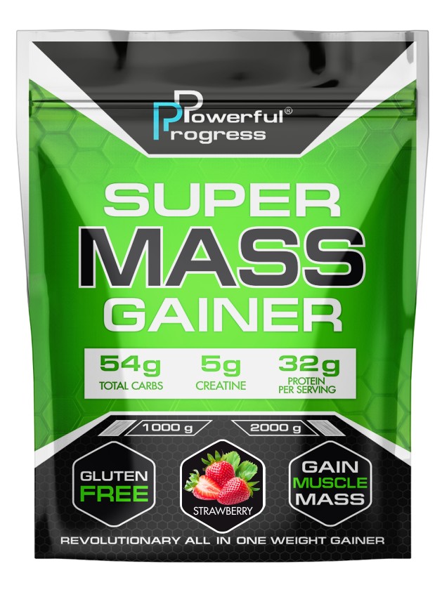 

Гейнер высокобелковый Супер Масс Powerful Progress Super Mass Gainer 2 кг клубника