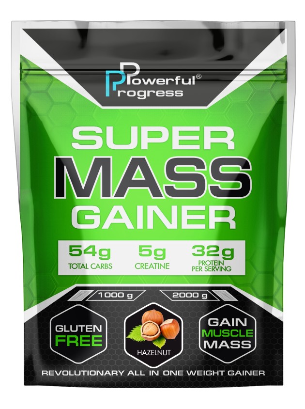 

Гейнер высокобелковый Супер Масс Powerful Progress Super Mass Gainer 1 кг лесной орех