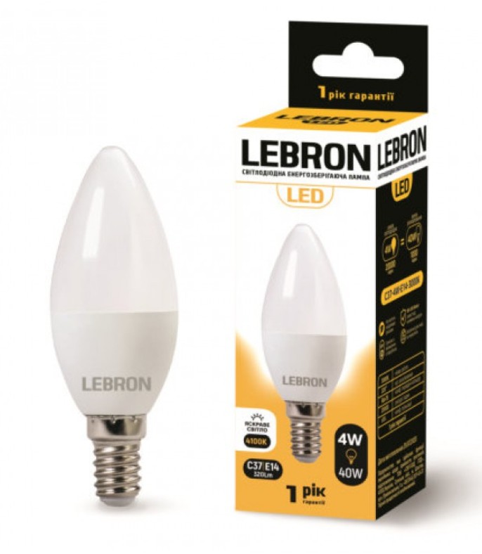 

Лампа светодиодная Lebron L-C37 4Вт Е14 4100К упак 10 шт.