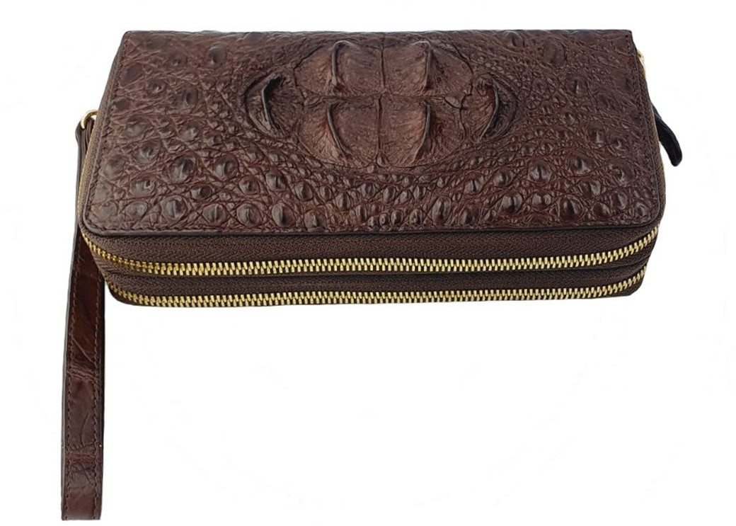 

Кошелек-клатч Croco Leather коричневый из кожи крокодила с гребнем