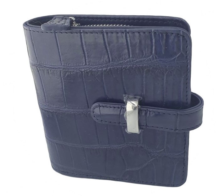 

Портмоне Croco Leather синего цвета из кожи крокодила