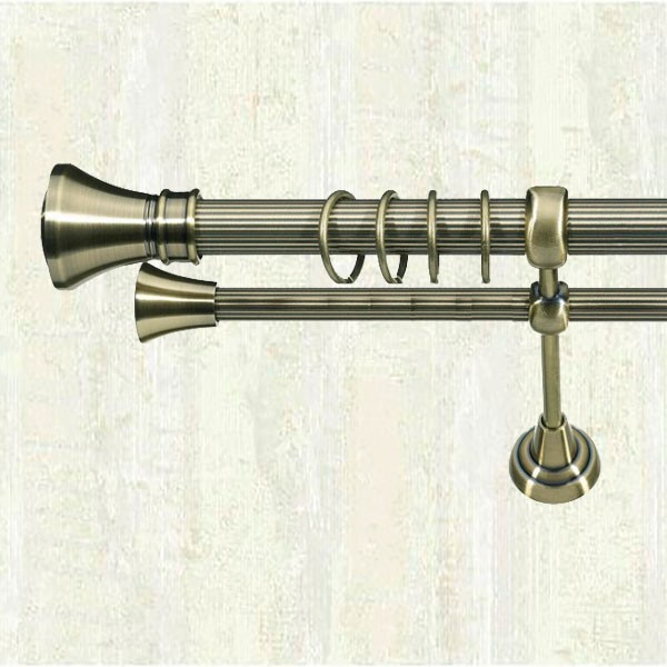 

Карниз металевий Orvit Люксор двохрядний 25/19 мм 160см антик рифлена