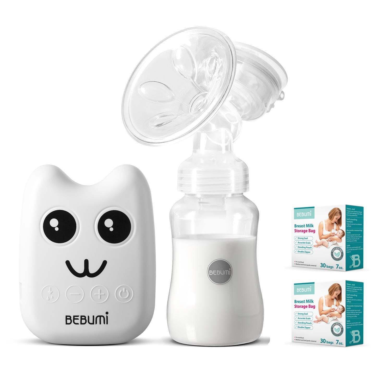 

Электрический молокоотсос Bebumi BS Eco (B white) с силиконовой соской + пакеты для хранения грудного молока Bebumi 60 штук