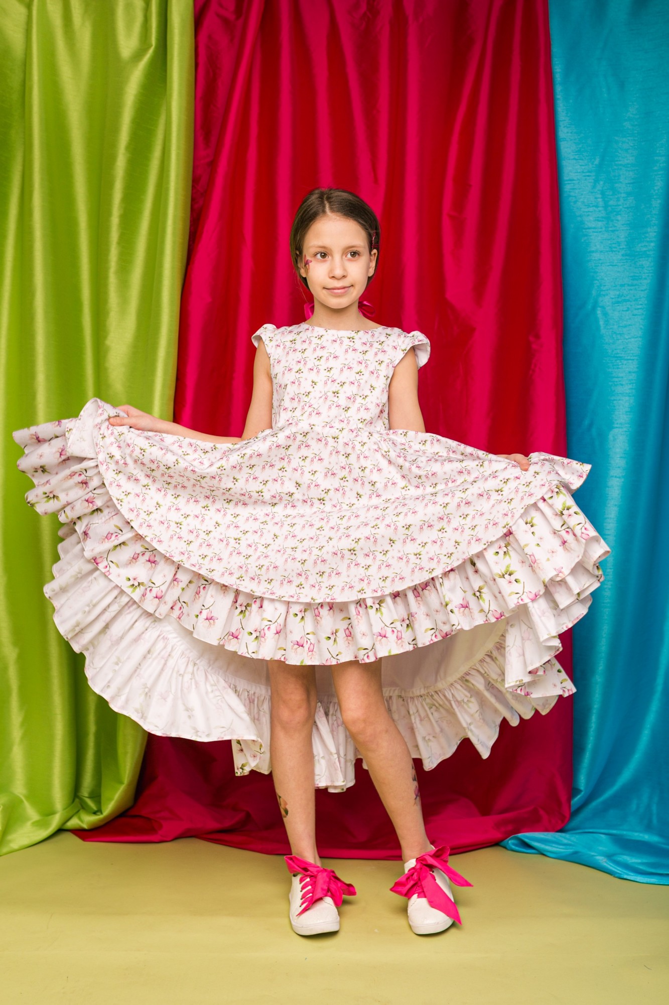 

Платье Волан у принт Фуксия котон 122 см (7 лет)