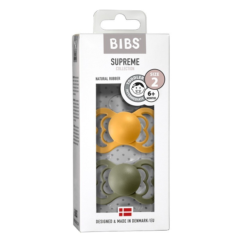 

Пустышка BIBS Supreme Honey + Olive 6 - 18 мес.