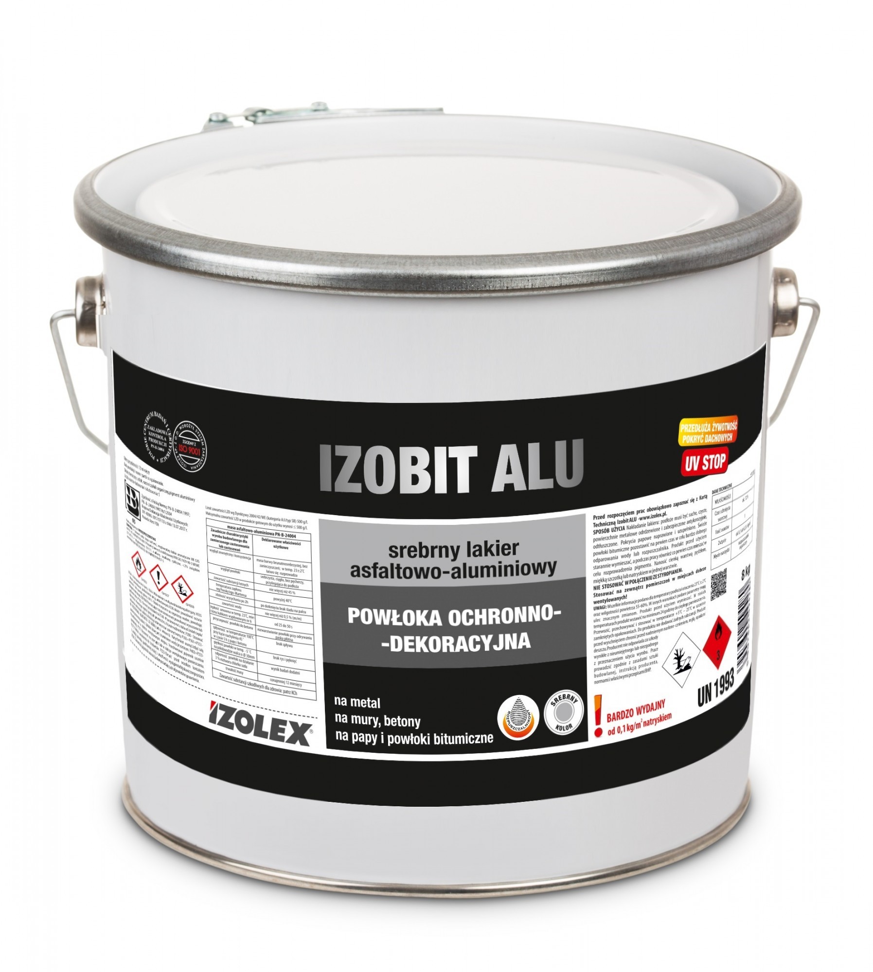 

Битумно-алюминиевая эмульсия IZOBIT ALU для защиты и декорирования ведро 0,8кг
