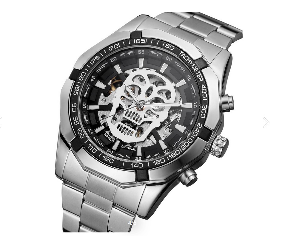 

Мужские механические часы с Автоподзаводом Winner Skeleton Silver 2