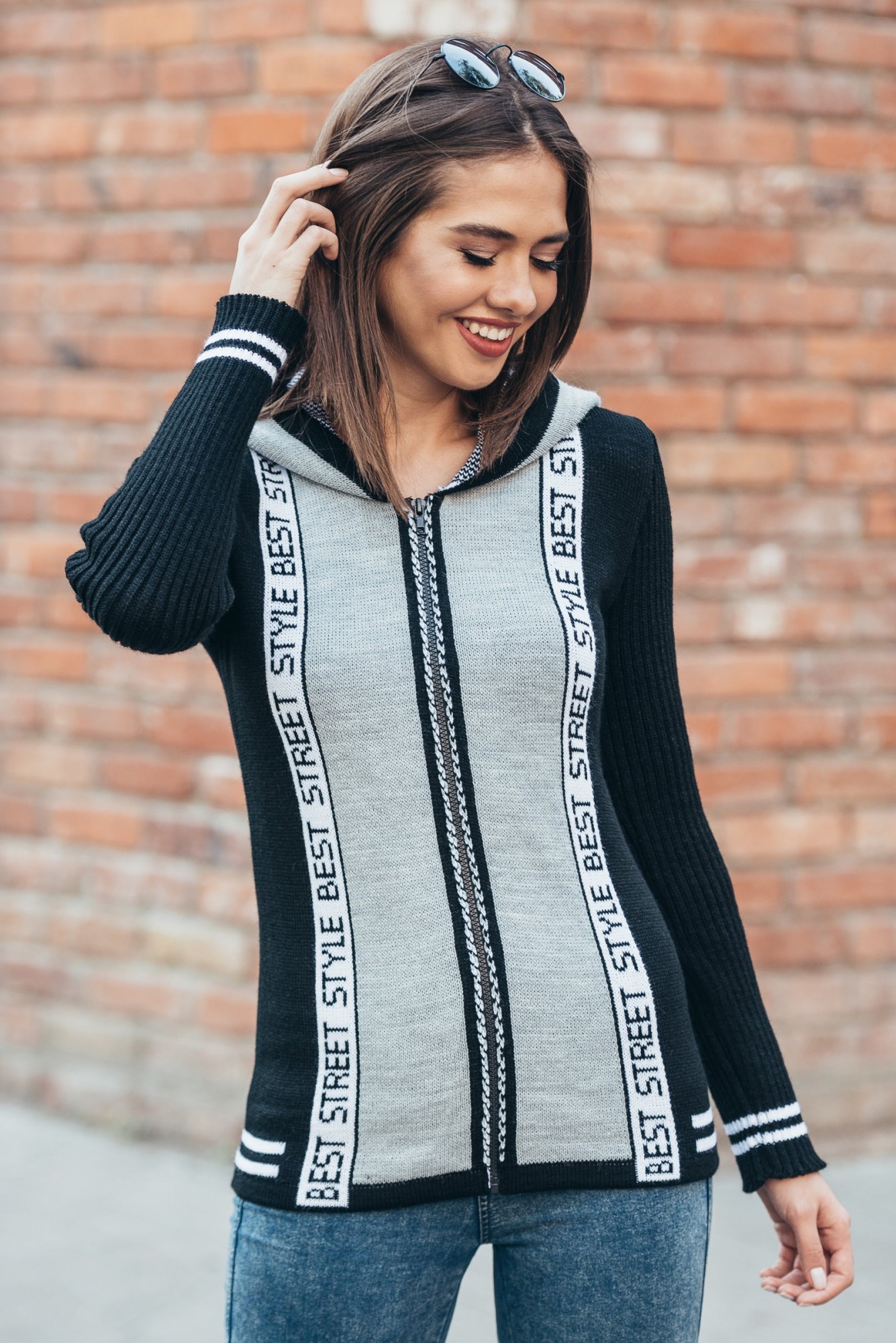 

Кардиган на молнии Guash "Street style" 3186 42-48 черный/серый/белый