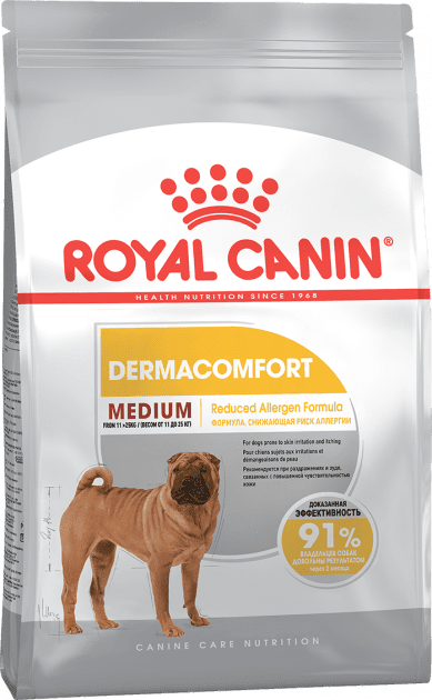 

Сухой корм для собак средних пород Royal Canin MEDIUM DERMACOMFORT для собак с чувствительной кожей склонной к раздражениям (10 кг)