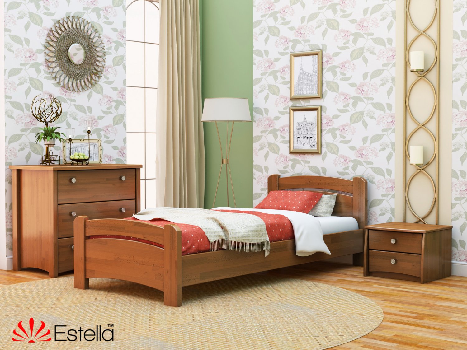 

Кровать односпальная Венеция Estella 80х190 105 - ольха Щит Л4