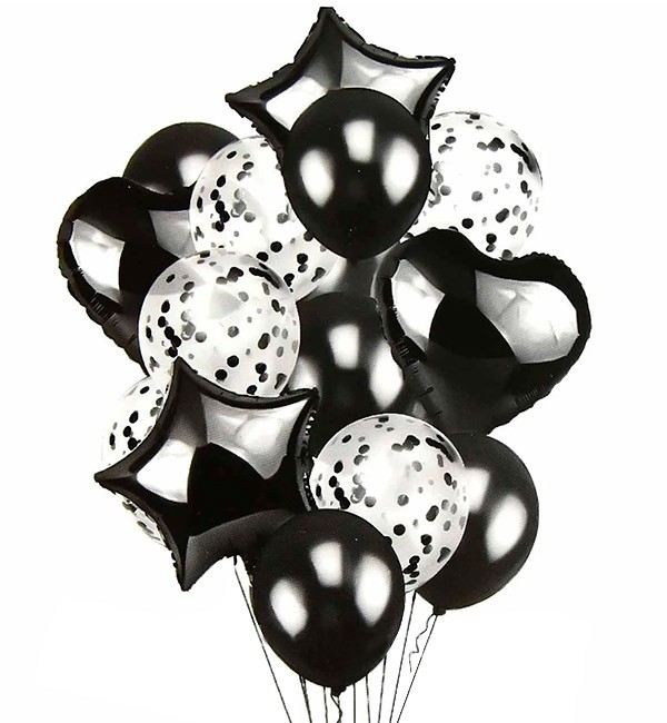 

Гелиевые шары "Confetti black", набор 14 шт (шарики с гелием)