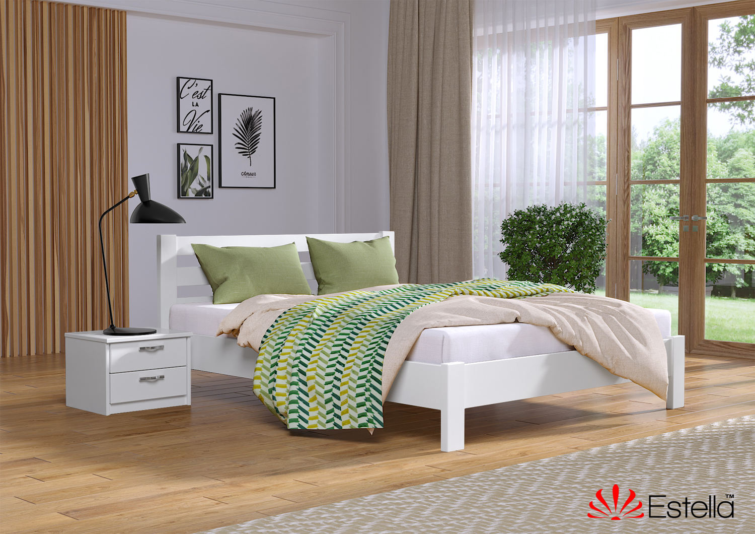 

Кровать односпальная Рената Люкс Estella 80х200 107 - белый Масив Л4