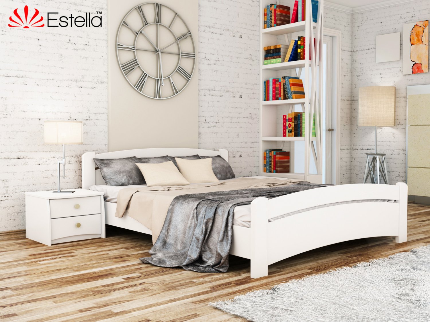 

Кровать двуспальная Венеция Estella 140х190 107 - белый Щит 2Л25