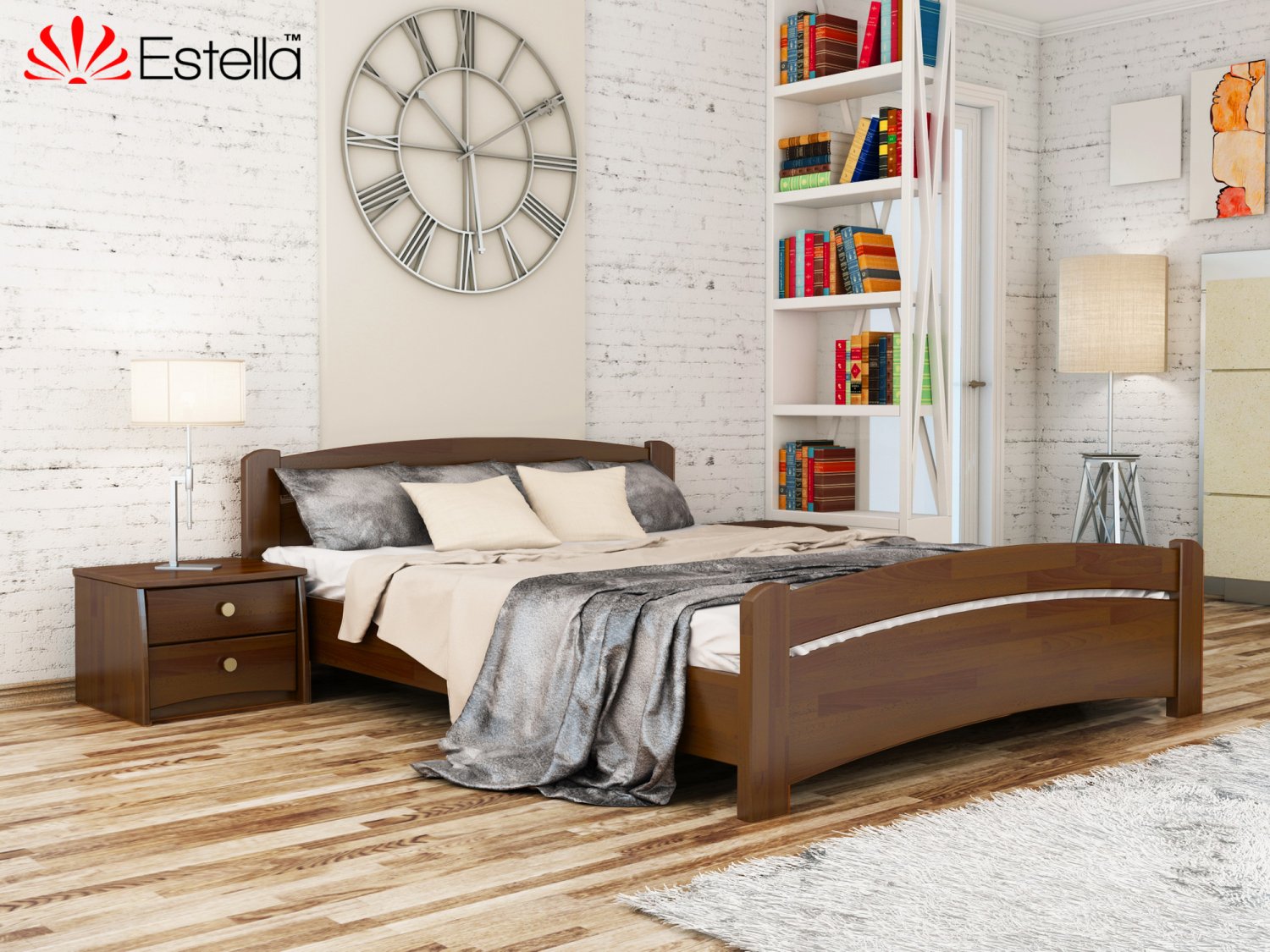 

Кровать двуспальная Венеция Estella 160х200 101 - темный орех Щит 2Л4