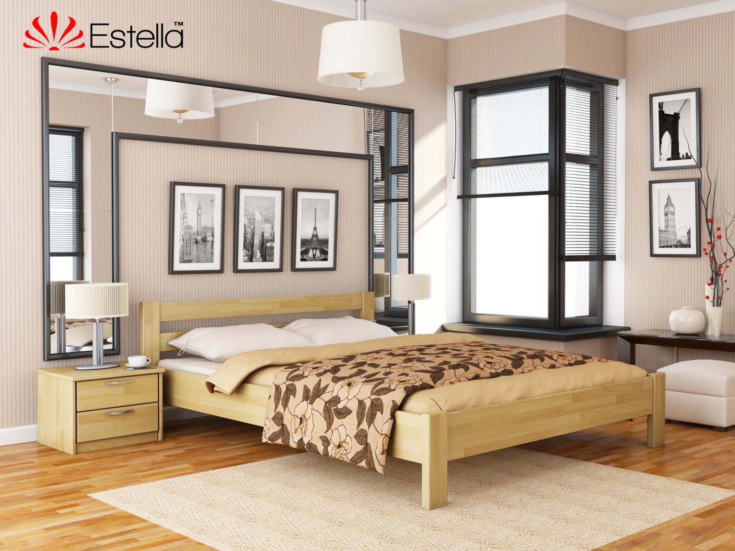 

Кровать полуторная Рената Estella 120х200 102 - бук Щит 2Л4