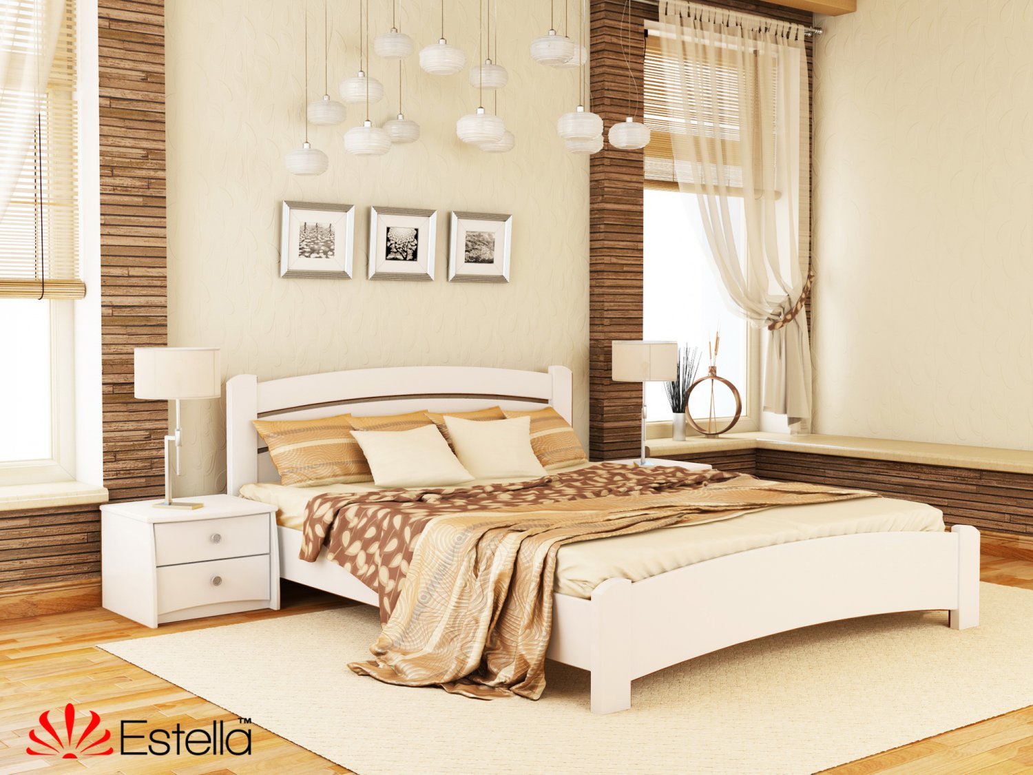 

Кровать двуспальная Венеция Люкс Estella 180х190 107 - белый Масив 2Л25
