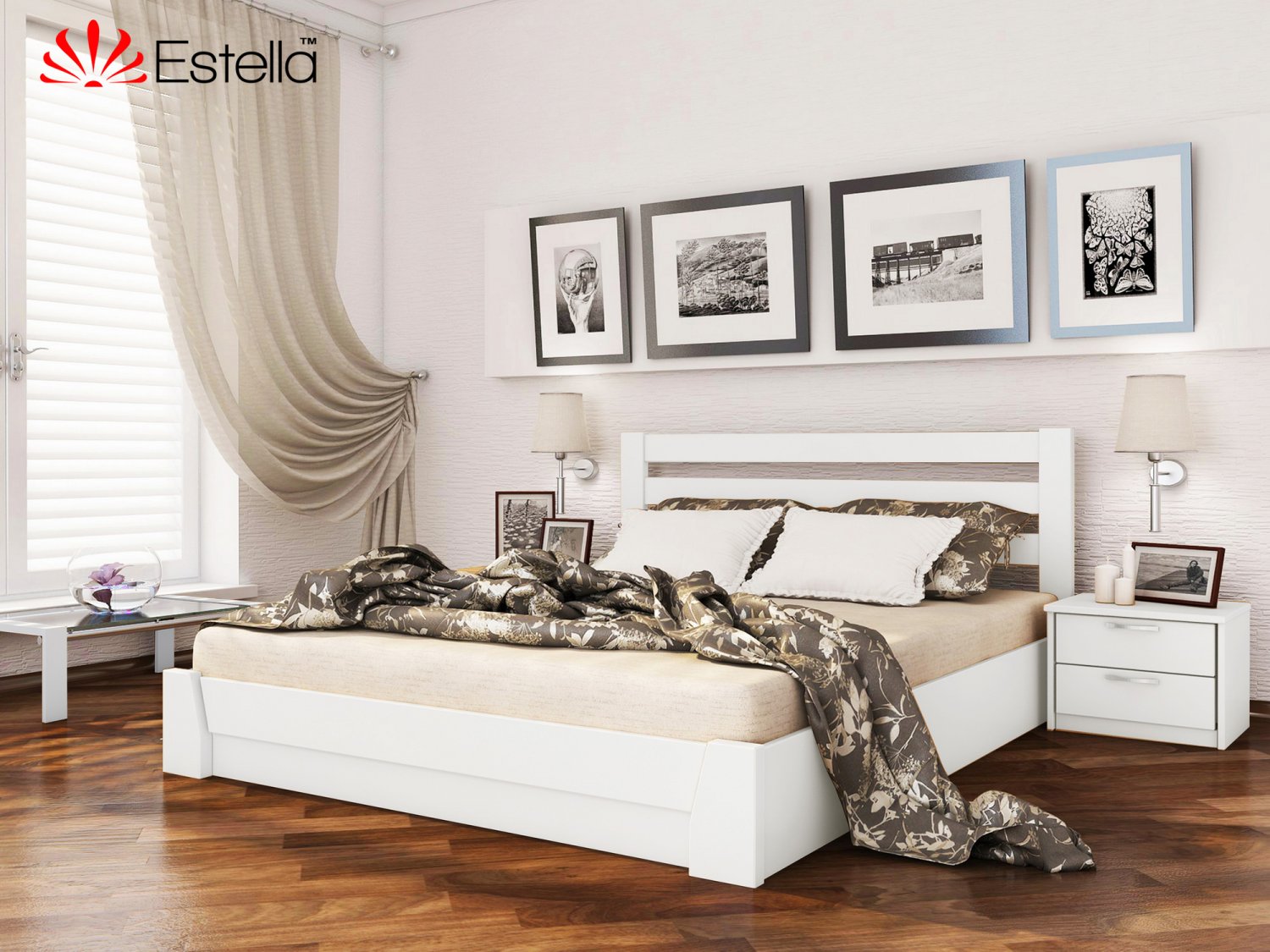 

Кровать двуспальная Селена Estella 120х190 107 - белый Щит 2Л4