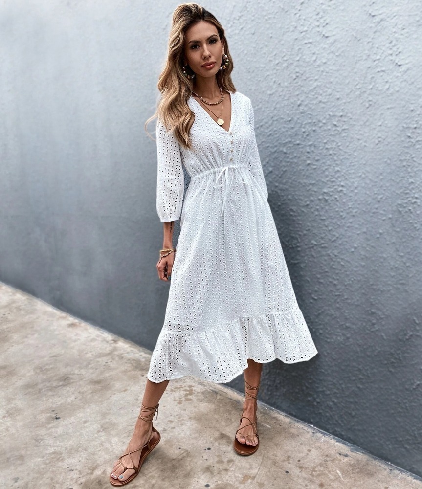 

Платье женское с ажурной вышивкой Chanel Berni Fashion (L) Белый