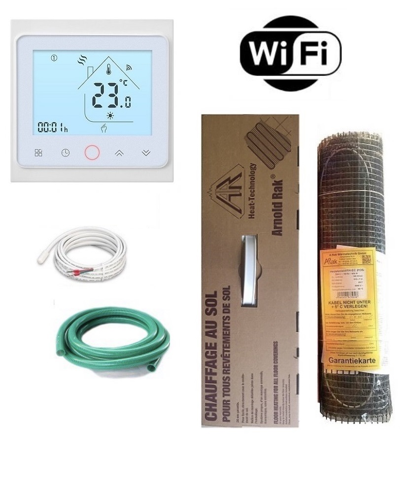 

Теплый пол Arnold Rak нагревательный двухжильный мат FH-ЕС 180 1620Вт 9 м² с WI-FI White терморегулятором
