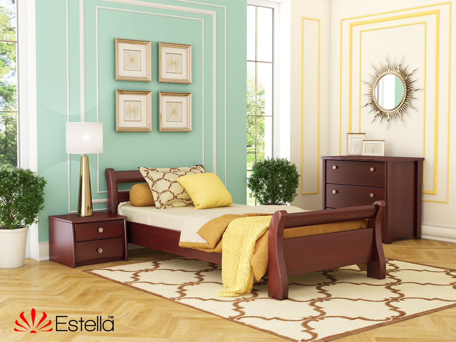 

Кровать односпальная Диана Estella 80х190 104 - красное дерево Масив Л25