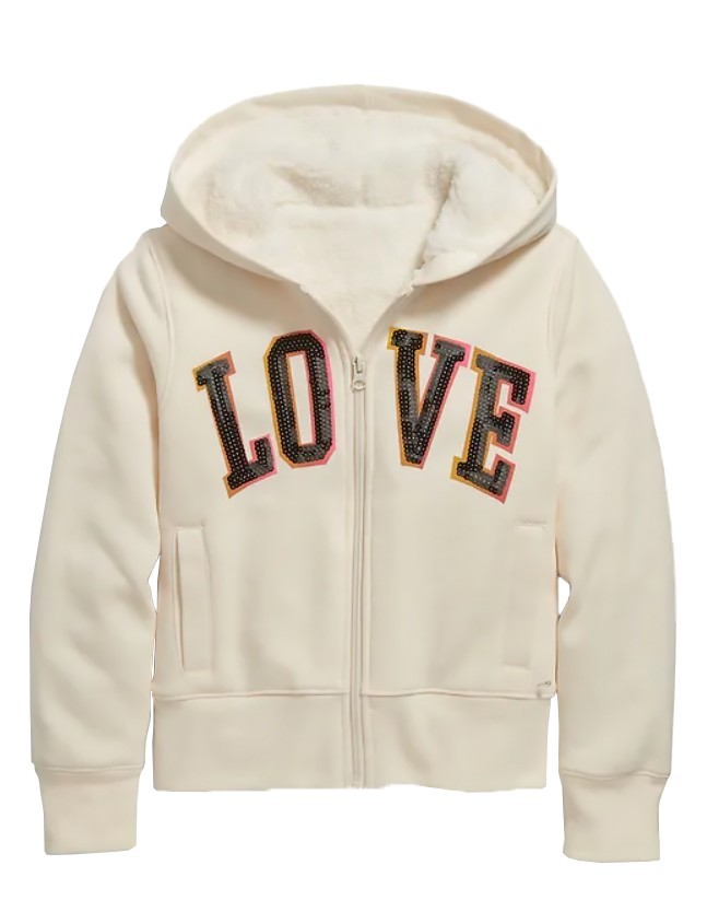 

Толстовка Old Navy для девочки Cozy Sherpa-Lined Zip Hoodie for Girls Love 114 см