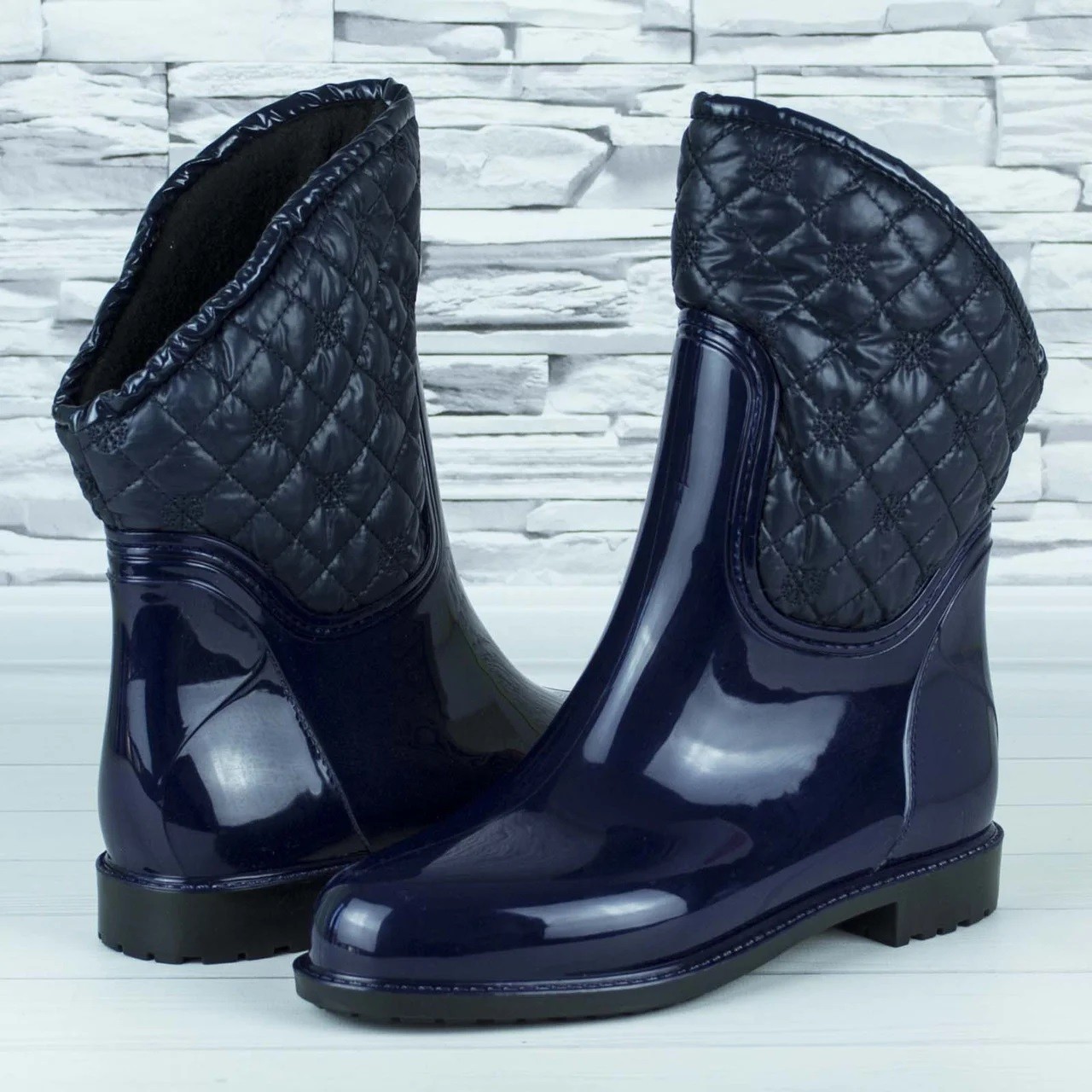 

Сапоги резиновые женские силиконовые W-shoes 115b синие на флисе 36 р. (22,5 см) b-477