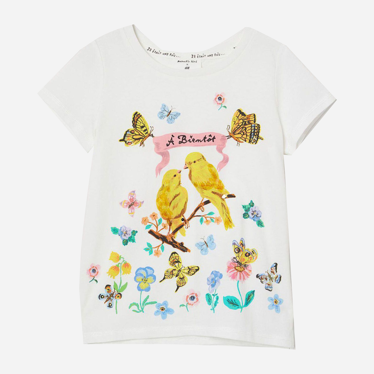 

Футболка H&M 7354979-AEKZ 122-128 см Белая с принтом Цветная