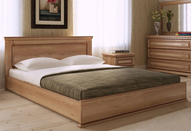 

Кровать ARTmebli Элит с П/М 140х200 К1 натуральный дуб