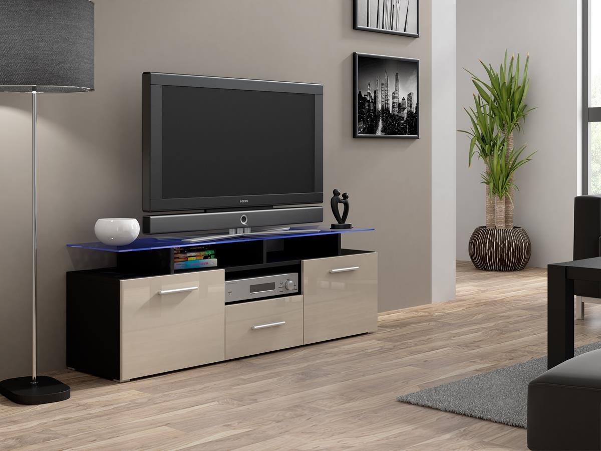 

Тумба под ТВ Evora Mini Cama Черный матовый + Кремовый глянец